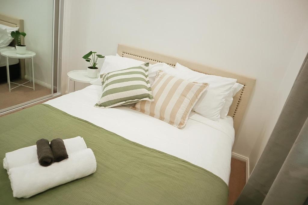 Ένα ή περισσότερα κρεβάτια σε δωμάτιο στο Double room with shared bathoom