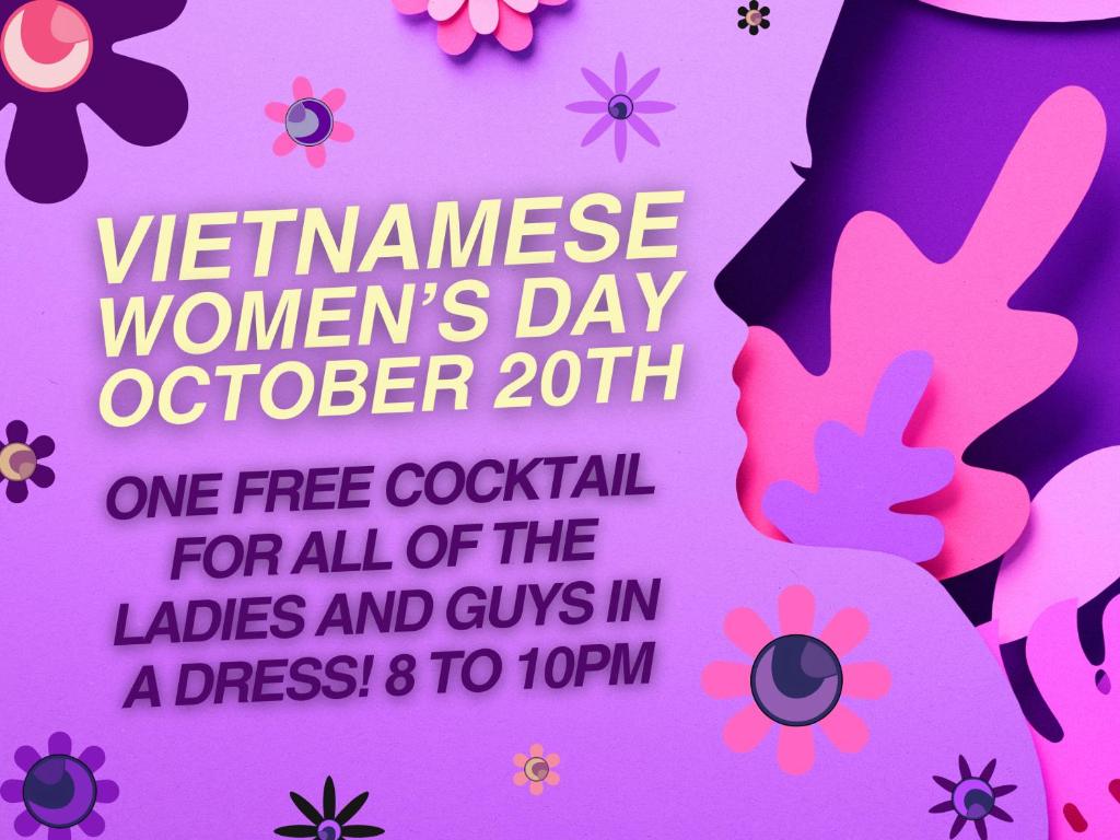 a poster for a womens day october at Base Backpackers in Ho Chi Minh City