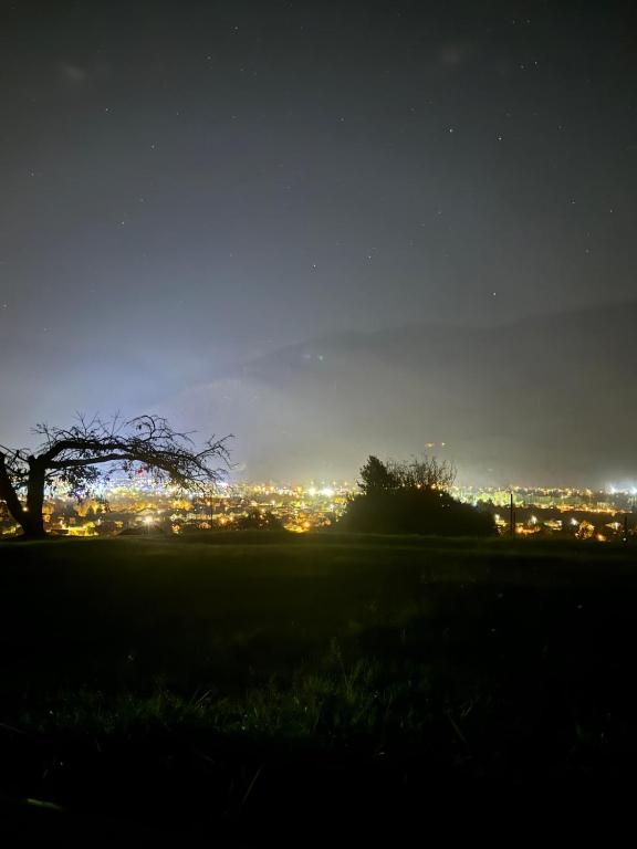 a view of a city at night with a tree at Joli appartement cozy in Mercury