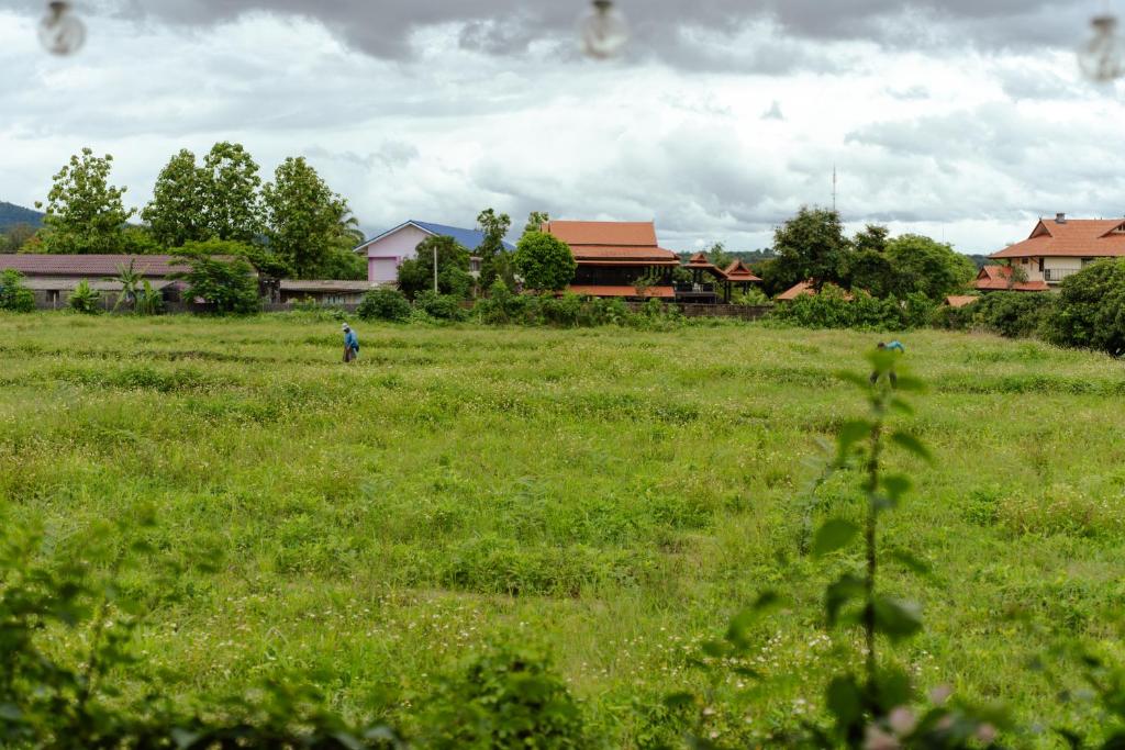 una persona de pie en un campo de césped verde en Lalaland CD, en Ban Mae Khon