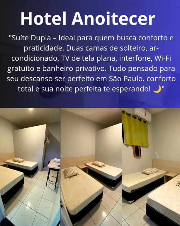 a collage of three pictures of a hospital room at Hotel anoitecer - Rodoviária Tietê, Anhembi, Expo Center in Sao Paulo