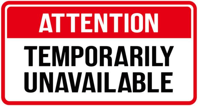 a red and white sign with the words attention temporarily temporarily unavailable at Casa Elegante in Runaway Bay