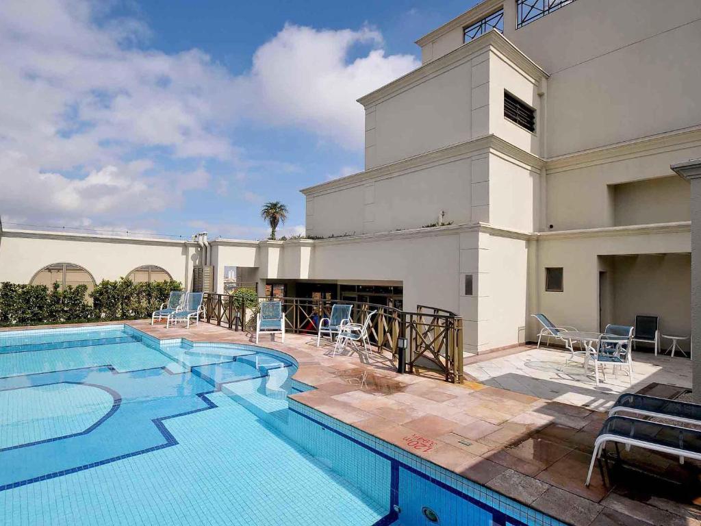 a swimming pool in front of a building at Mercure Sao Caetano do Sul in São Caetano do Sul