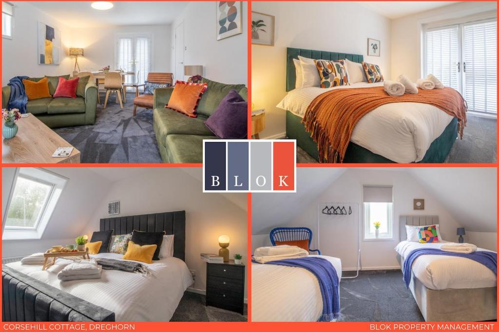 Ένα ή περισσότερα κρεβάτια σε δωμάτιο στο Corsehill Cottage - 3 Bedroom, 2 bathroom House