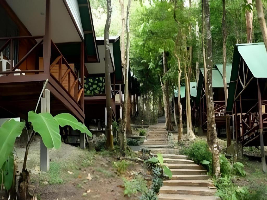 a path leading up to a house with trees at Green Valley Resort in Tonsai Beach