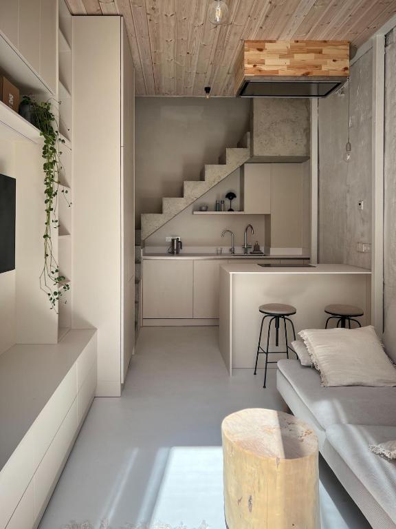 Kuchyň nebo kuchyňský kout v ubytování Designer studio