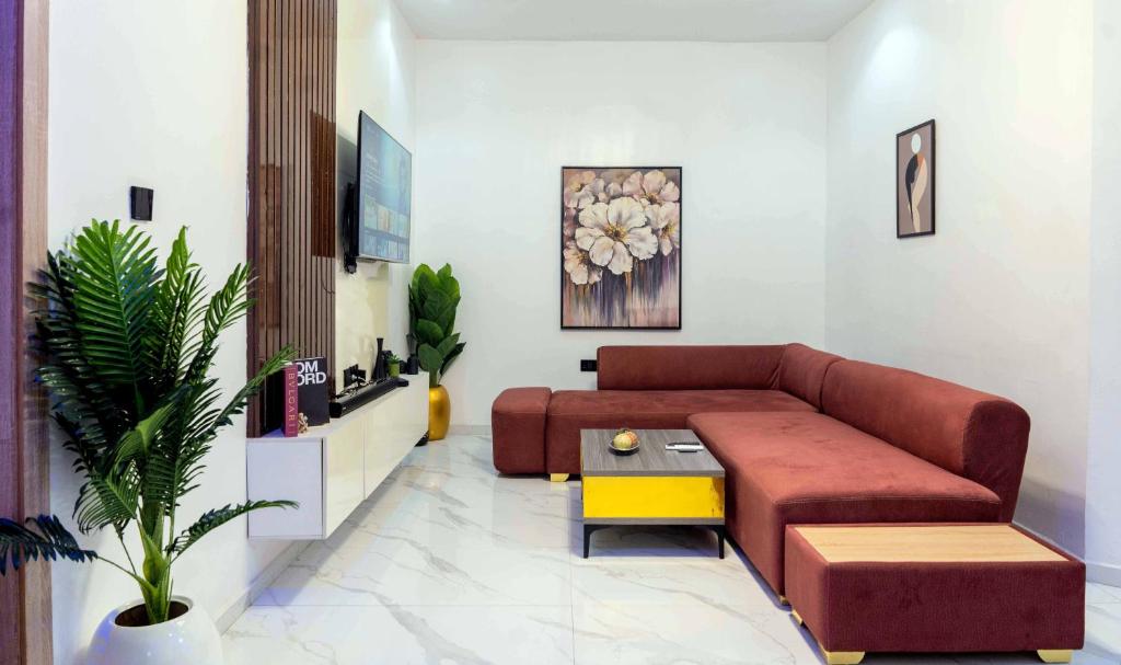 Χώρος καθιστικού στο Rhema Apartments