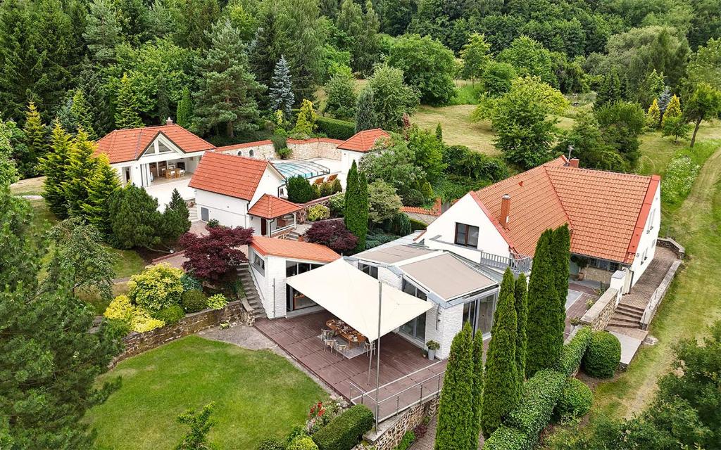 an aerial view of a house with a garden at Residence Sodomov 