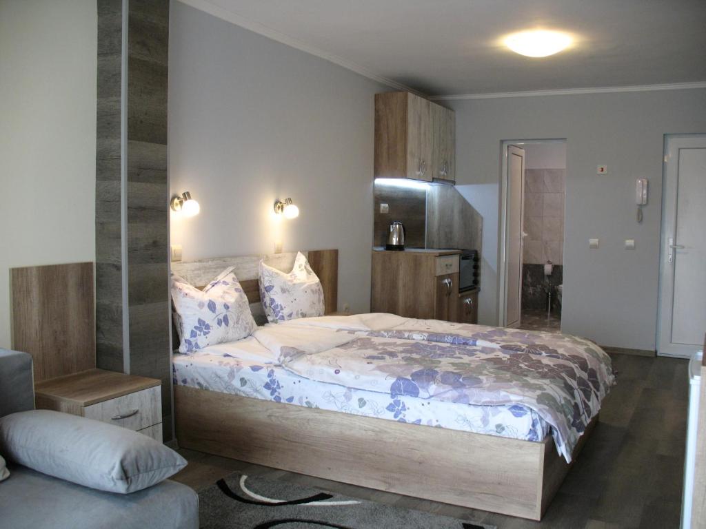 ヴェリコ・タルノヴォにあるLeon Rent Studio 8のベッドルーム1室(大型ベッド1台付)