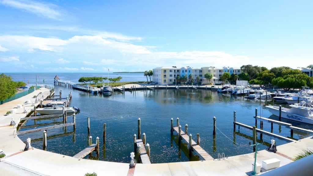 a view of a marina with boats in the water at 131 Mariners Club in Key Largo
