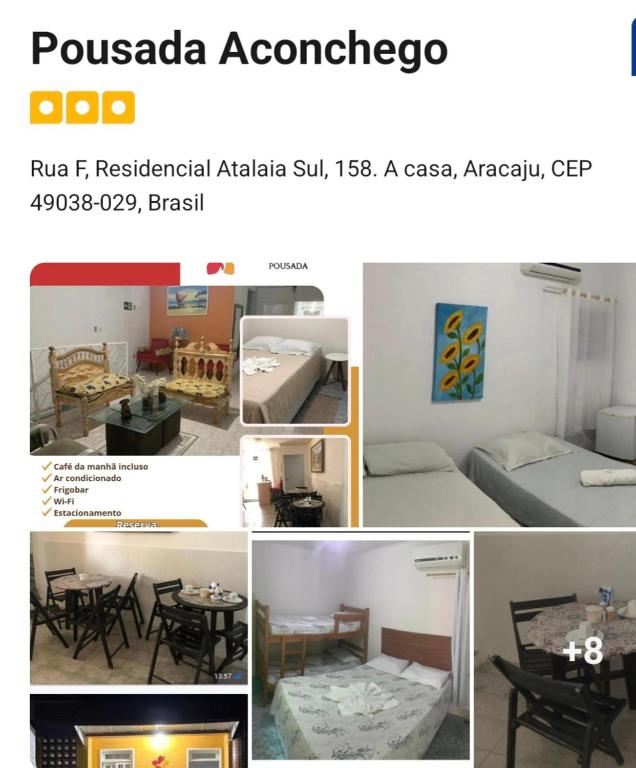 a collage of pictures of a room with a bed and a table at Pousada Aconchego in Aracaju