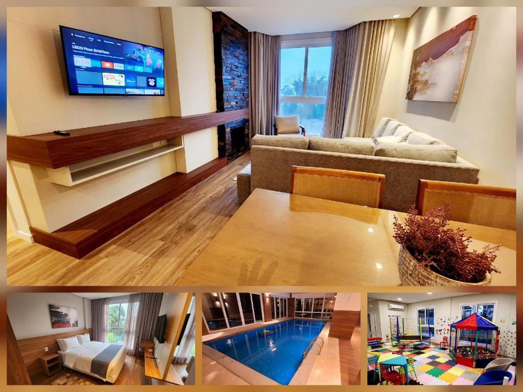 TV a/nebo společenská místnost v ubytování Sensacionale Flat no Serra Class