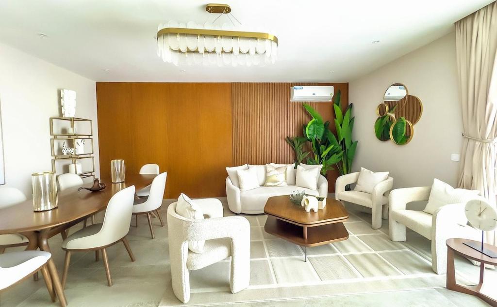 Χώρος καθιστικού στο Villa 5 Linaa