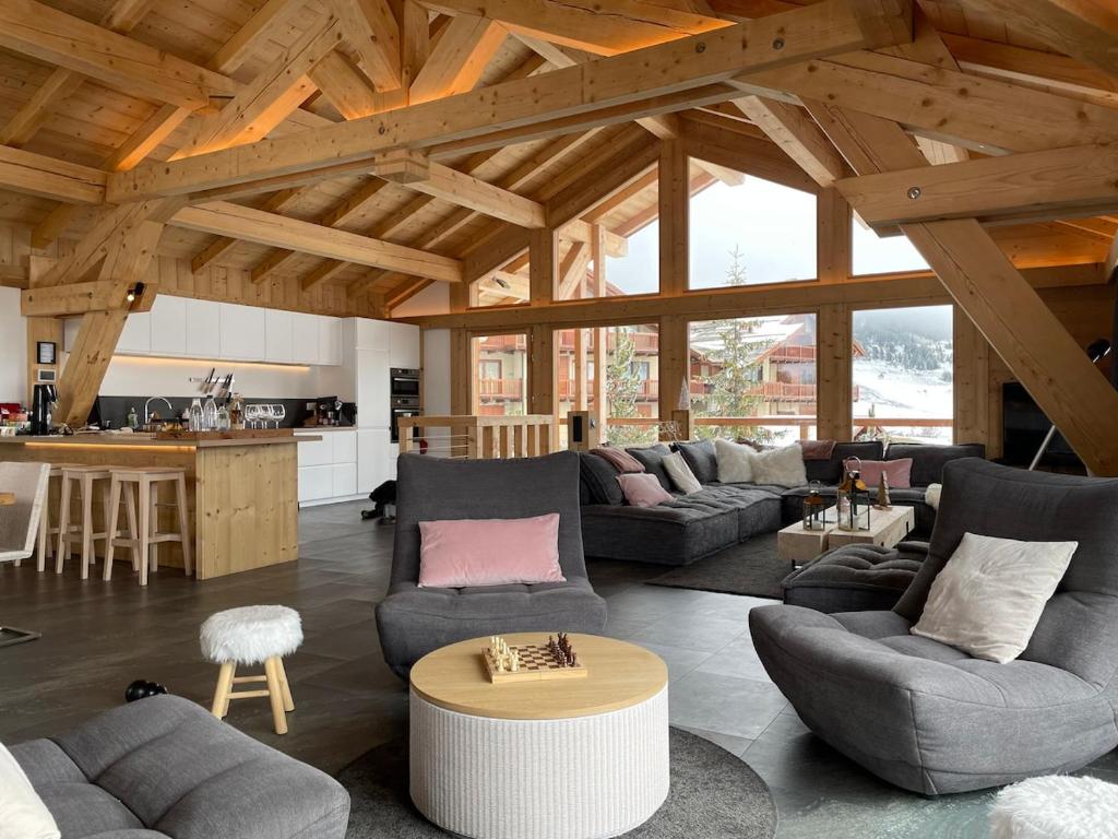 Χώρος καθιστικού στο Chalet Cerf Blanc