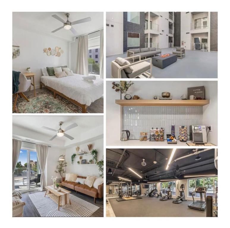 Ένα ή περισσότερα κρεβάτια σε δωμάτιο στο Downtown Oasis - Gym & Courtyard Fire Pit