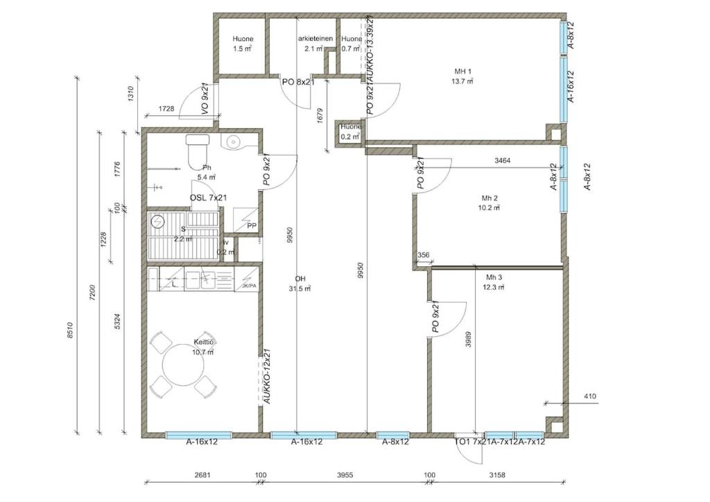 a floor plan of a house at Santa's Luxury Suite 3BDR, Sauna & Wifi in Rovaniemi
