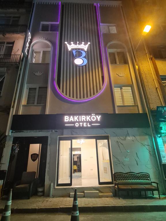 a building with a sign on the front of it at Bakırköy Otel in Istanbul
