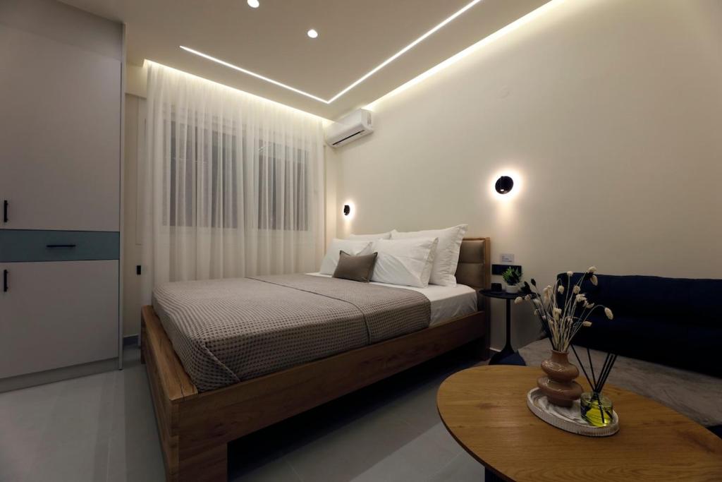 Katil atau katil-katil dalam bilik di Aristotelous rooms Konstantinos