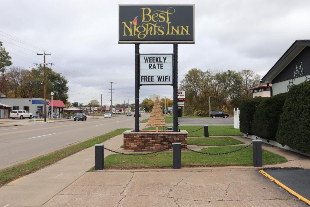 a best nights inn sign on the side of a street at Best Nights Inn - Sparta in Sparta