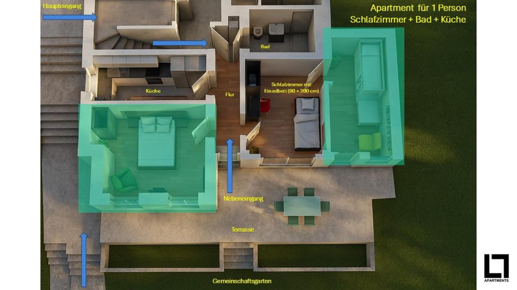 The floor plan of LLAPARTMENTS Stuttgart Nord