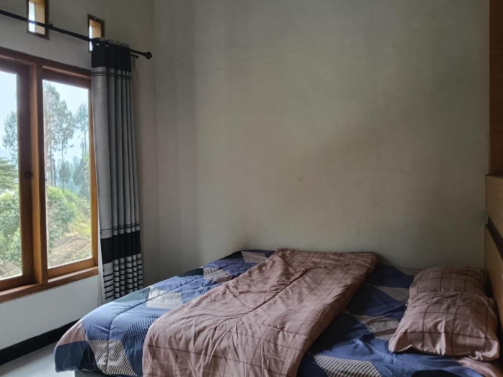 a bed in a bedroom with a window at Savana Guesthouse in Bromo