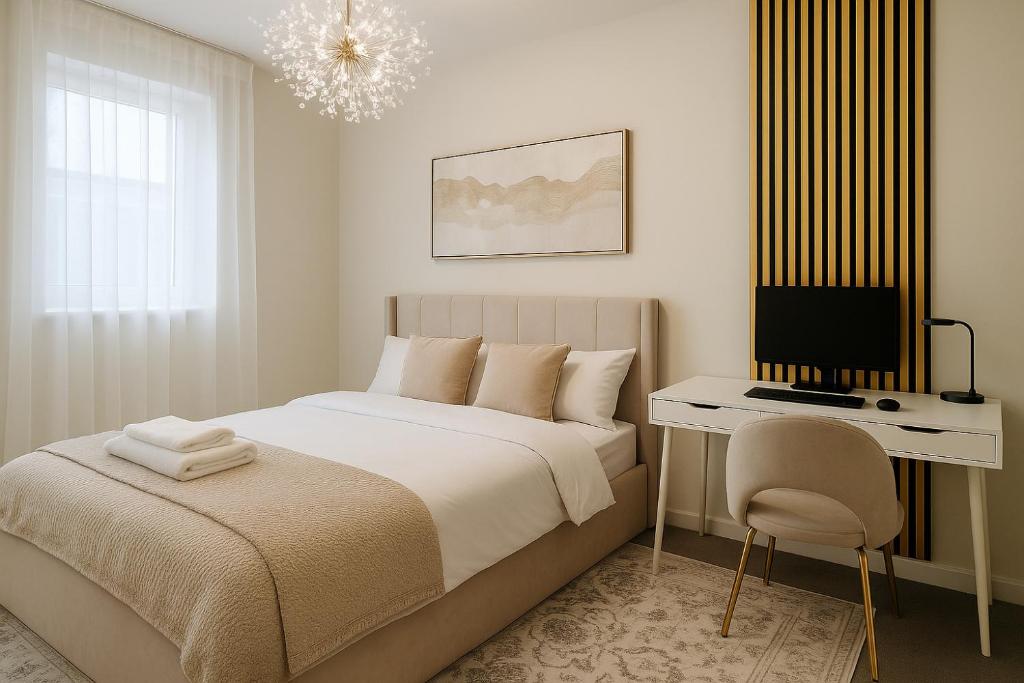 Postel nebo postele na pokoji v ubytování Modern 4-Bed House Sleeps 9 Free Parking Near Leeds Centre