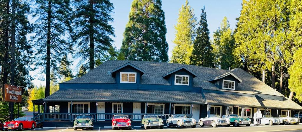 een blauw huis met auto's ervoor geparkeerd bij Timberline Lodge - Arnold - Bear Valley - Murphys in Arnold