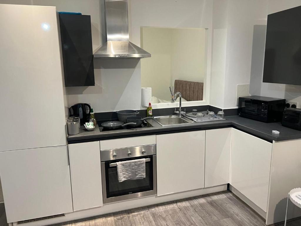 Dapur atau dapur kecil di Digbeth Luxury 1 Bed Studio Apartment