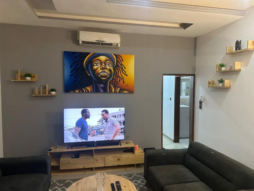 TV a/nebo společenská místnost v ubytování Havre de paix