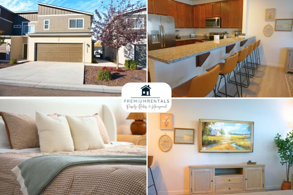 楠帕Modern 3BR Home in Meridian - King Suite - Comfort的厨房和房子照片的拼贴