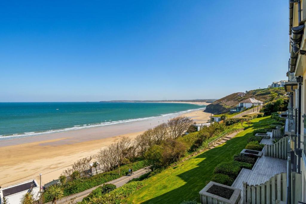 a view of the beach from a building at Tranquil Shores in Carbis Bay