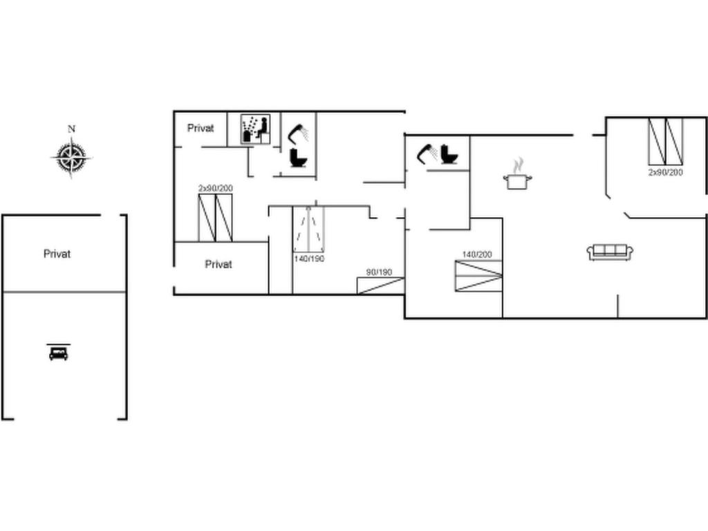 a floor plan of a house at Holiday Home Wraghi - 21km from the sea by Interhome in Højer