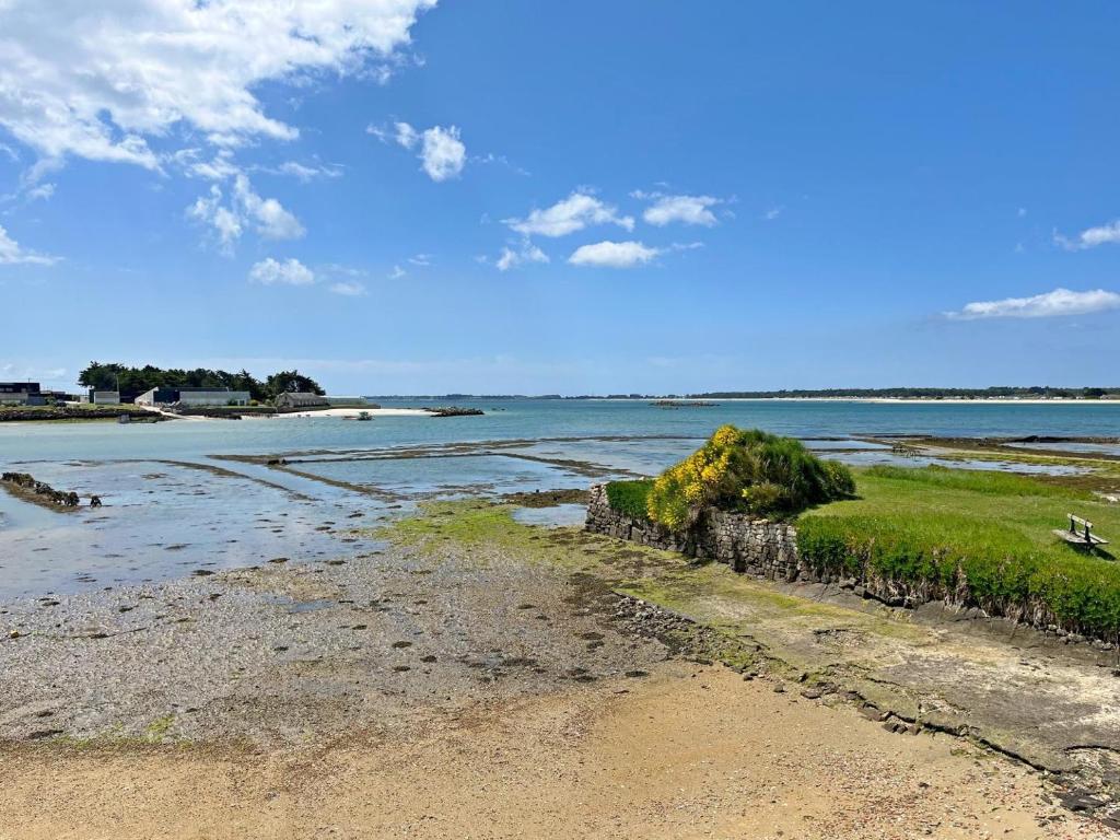a view of the ocean with a rocky beach at Du golfe in Crach