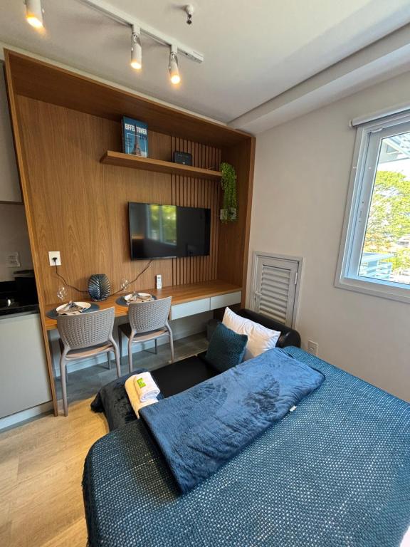 Kuchyň nebo kuchyňský kout v ubytování Studio perto do Allianz Parque - estacionamento e piscina