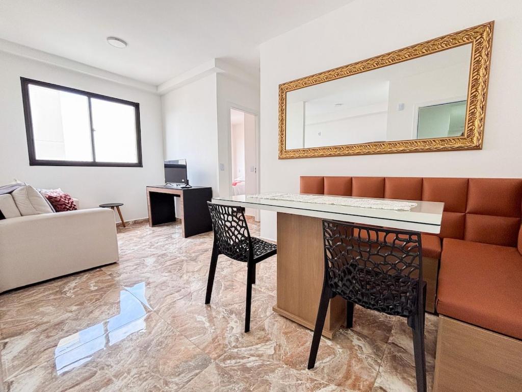 Χώρος καθιστικού στο Apartamento Novo Central Com Elevador A 10 Minutos Do Aeroporto Internacional De Viracopos