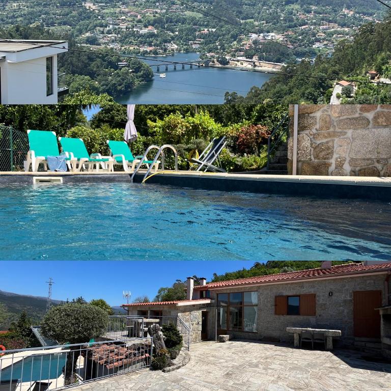 a house with a swimming pool with a view at Casa da Lage - T1 - Piscina privada - BBQ - Vistas rio - "Gerês" in Geres