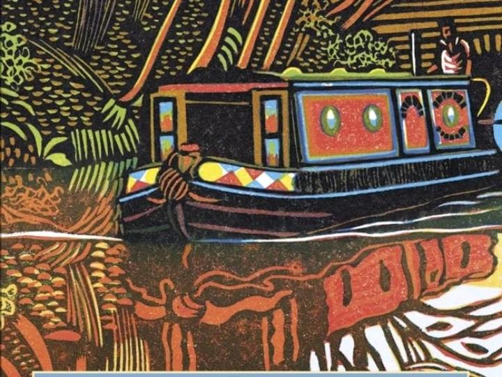 リンカーンにあるSmall Rosie River Glamping Pod for 2の水上船の絵画