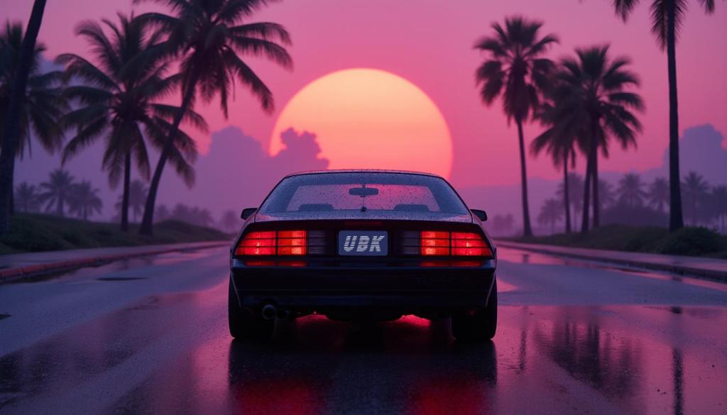 a car driving down a road with a sunset at Full Service Caravan 4 in Albertslund