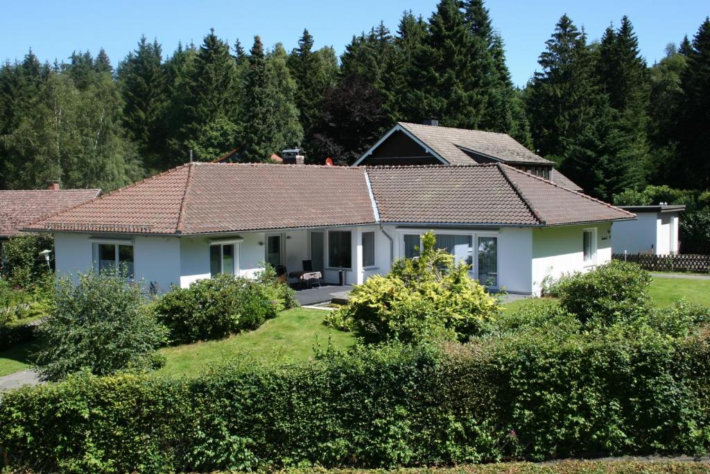 una casa con techo inclinado en Ferienhaus Sonnenwinkel en Braunlage
