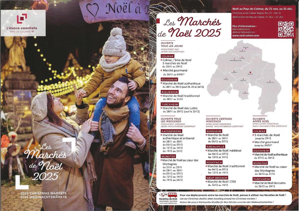 een flyer voor de AMAS-markt met een man die een kind vasthoudt bij Gîte Les Acacias in Colmar