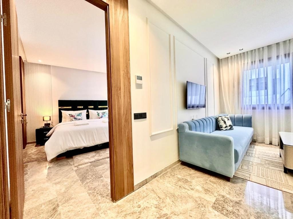 Ένα ή περισσότερα κρεβάτια σε δωμάτιο στο Oasis Studio - Parking, Fiber, Near the Station