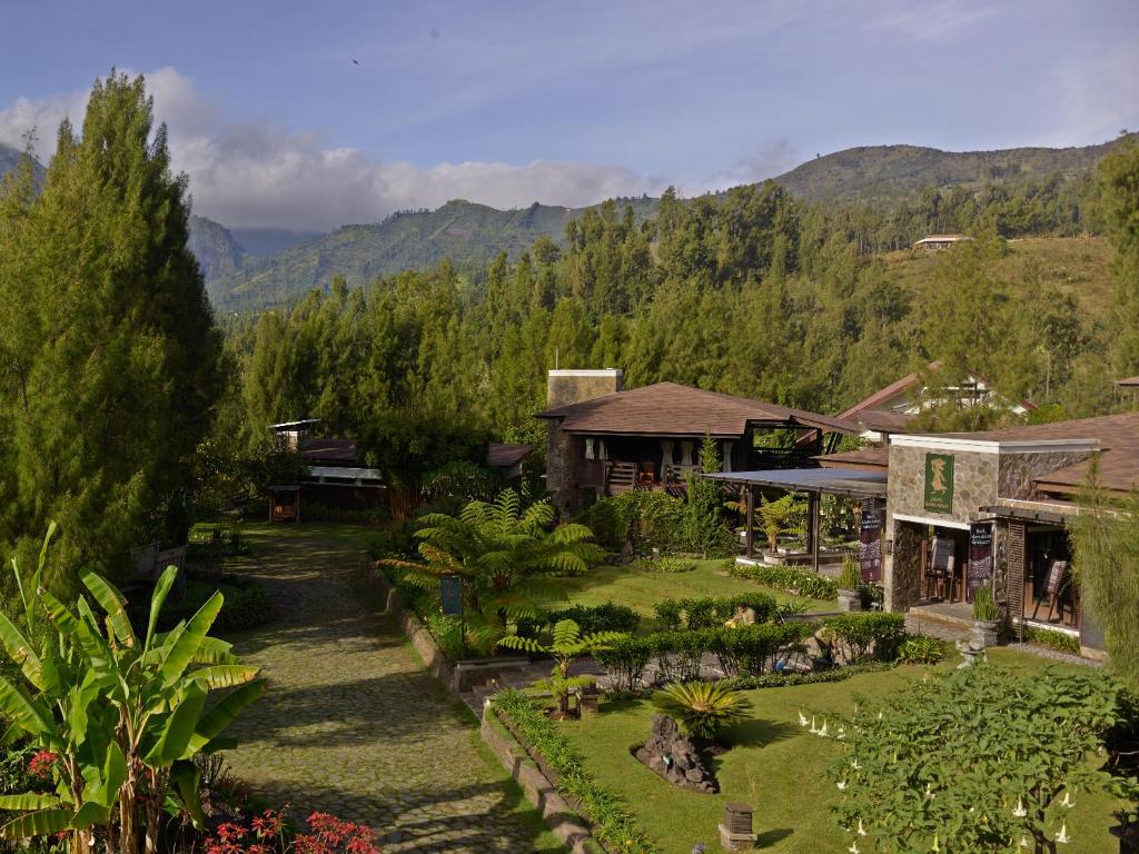 an aerial view of a house with a garden at Jiwa Jawa Resort Bromo in Bromo