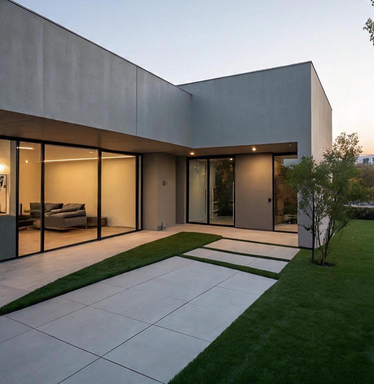 a large modern house with a garden at Sindy Apart in Setengh