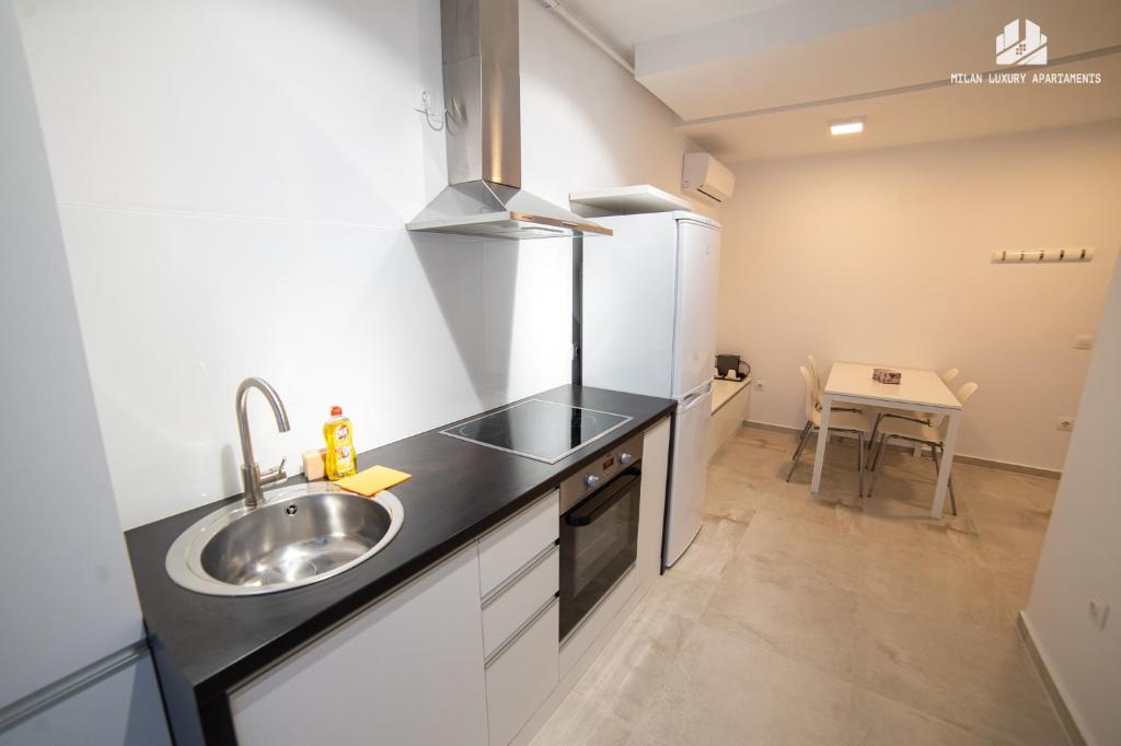 Η κουζίνα ή μικρή κουζίνα στο Milan Luxury Studio VI-Brașov#near Coresi Mall