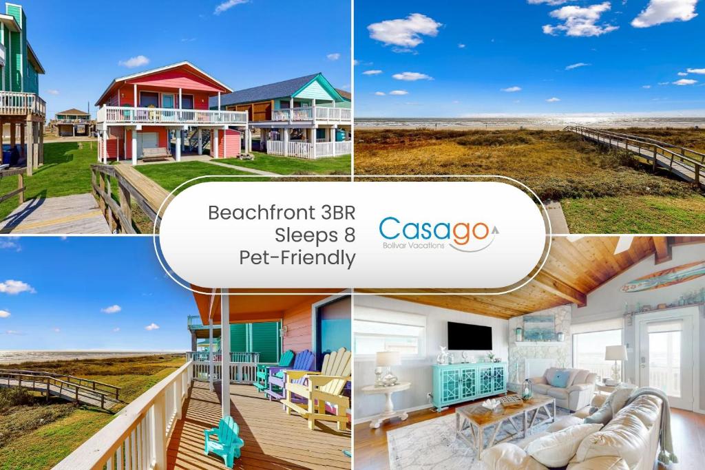 a collage of pictures of a house at Stunning Beachfront Beach Access Dog Haven in Hercules Offshore Heliport