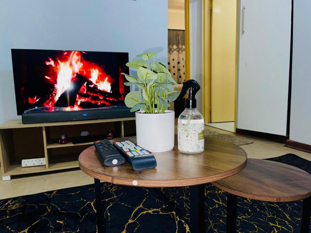TV a/nebo společenská místnost v ubytování Woodland Suites with Airport Shuttle