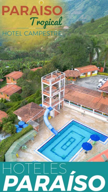 a poster for a water park in a resort at Paraíso Tropical - Hotel Campestre in Aguadas
