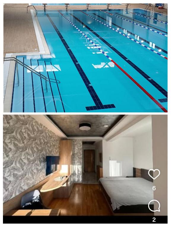 a large swimming pool in a hotel room at Centar Crnjanski 1 in Jagodina