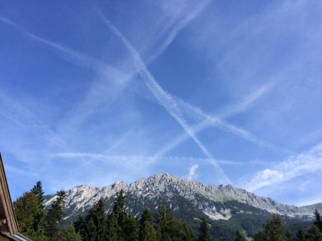 a view of a snow covered mountain in the sky at Appartement Horngacher in Scheffau am Wilden Kaiser