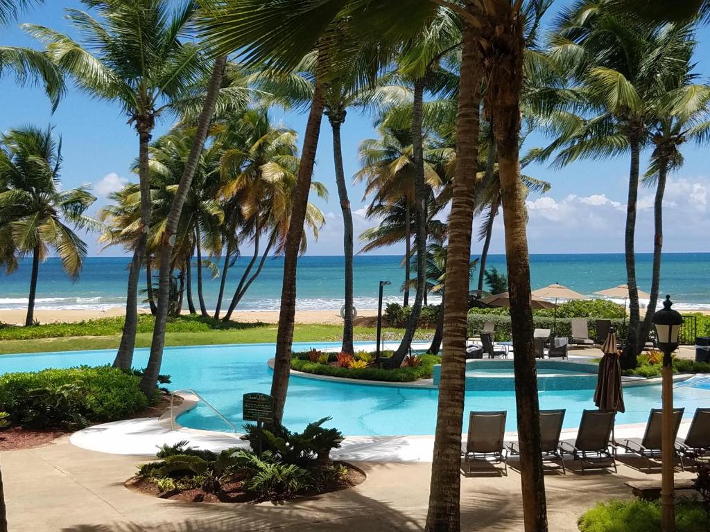 a view of the beach from the resort at Beachfront Villa in the Rio Mar Resort in Rio Grande